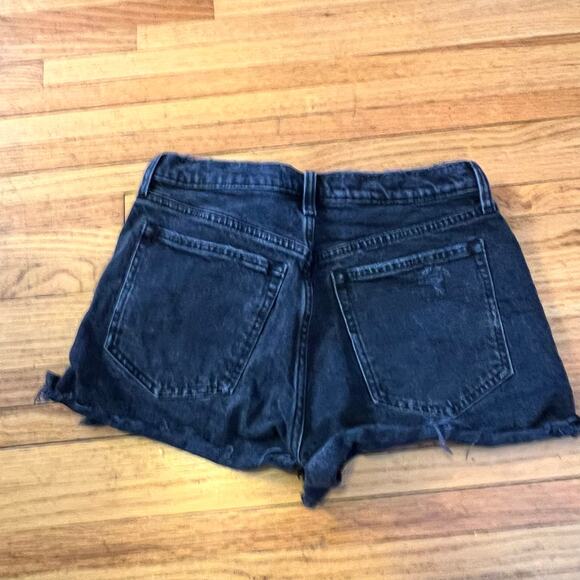 Abercrombie & Fitch Jean Shorts Womens 28 /6 High Rise Mom Black Cut Off Raw Hem - Picture 2 of 8